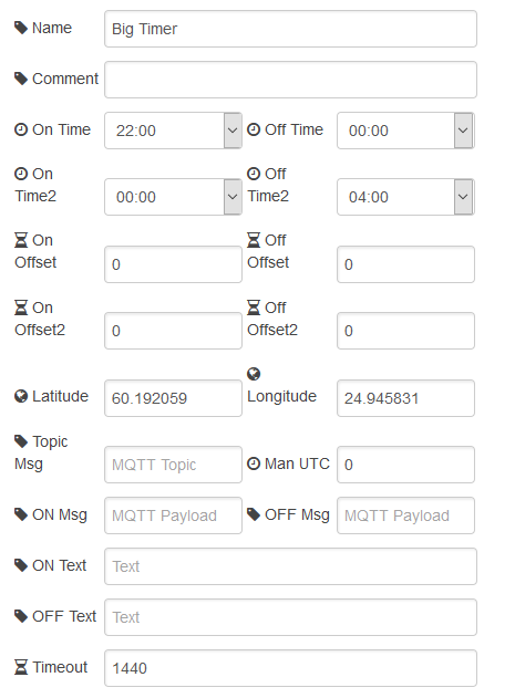 Timer configuration