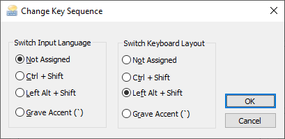 Change Key Sequence window