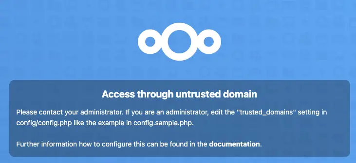 Access through untrusted domain error on Nextcloud